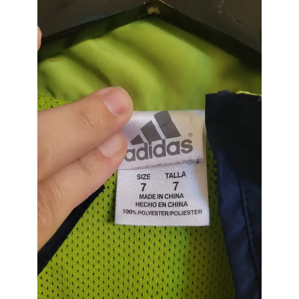 Adidas Boy's Navy Blue Windbreaker Light Jacket Sz 7